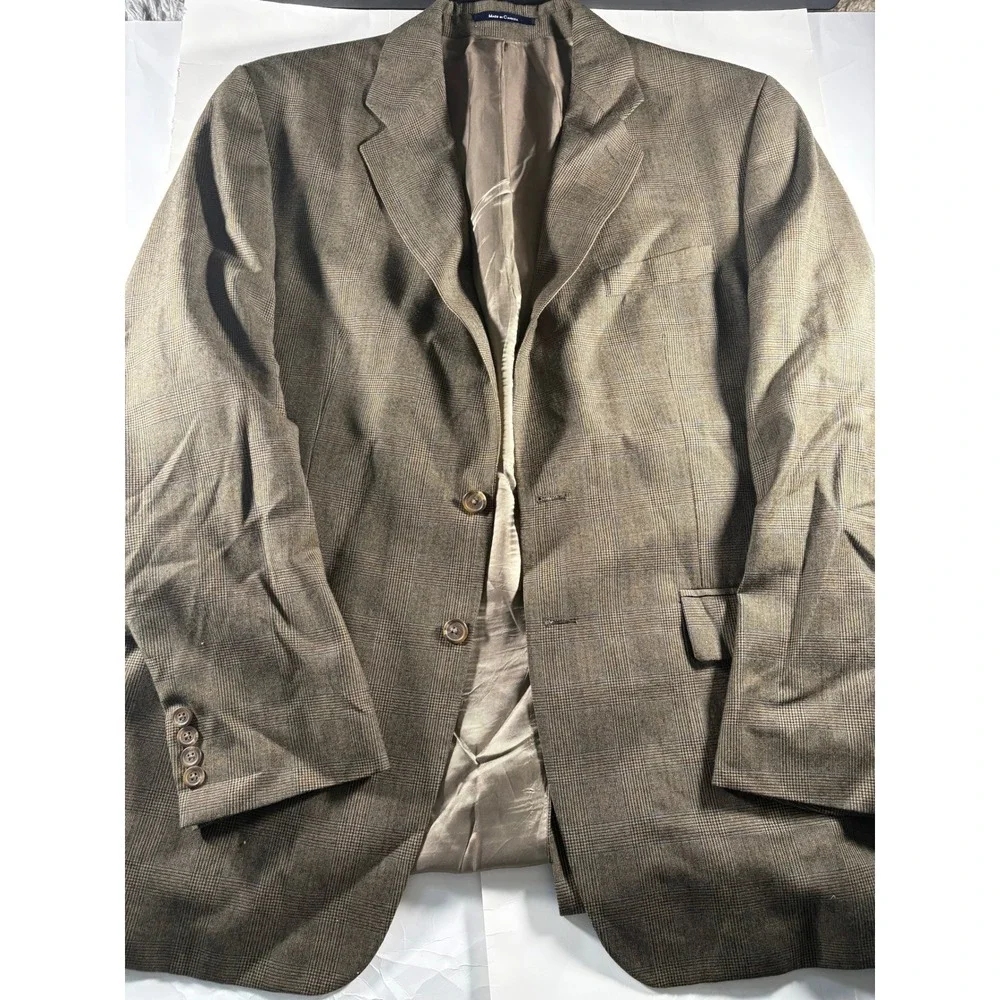 Lauren Ralph Lauren Men's‎ Blazer 44T  Brown Plaid Check Sport Coat Jacket